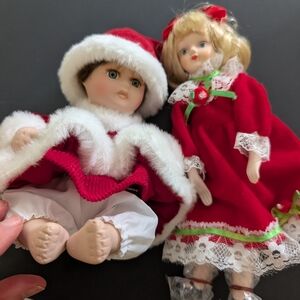 Festive Red and White Holiday Dolls